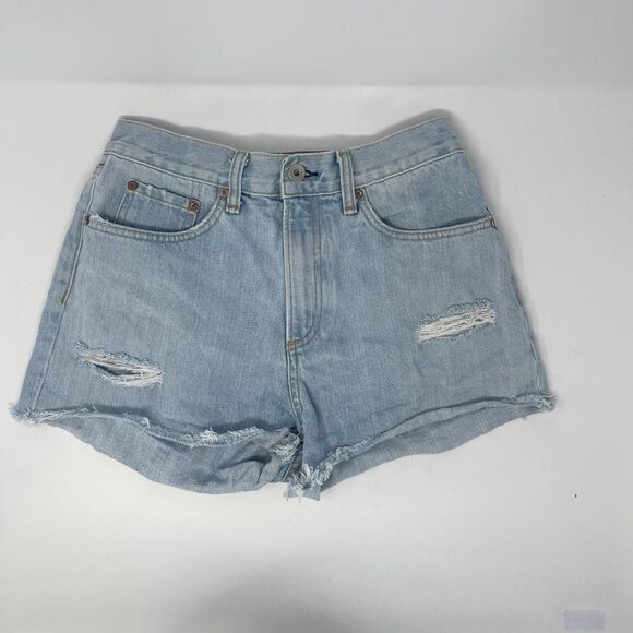 Rag & Bone Womens Blue Light Wash Distressed Denim Cutoff Jean Shorts Cotton 26 - Picture 1 of 7
